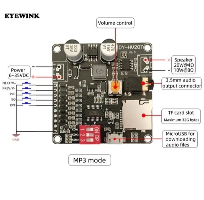 DY-HV20T 12V/24V power supply10W/20W модуль воспроизведения голоса
