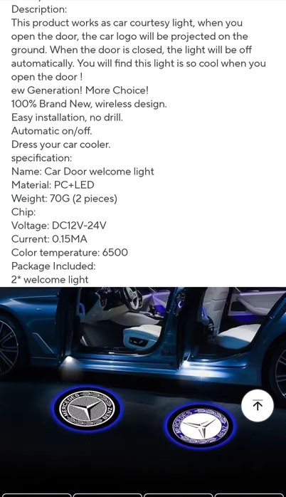 Set 2 lampi led cu proiector logo AMG - Mercedes