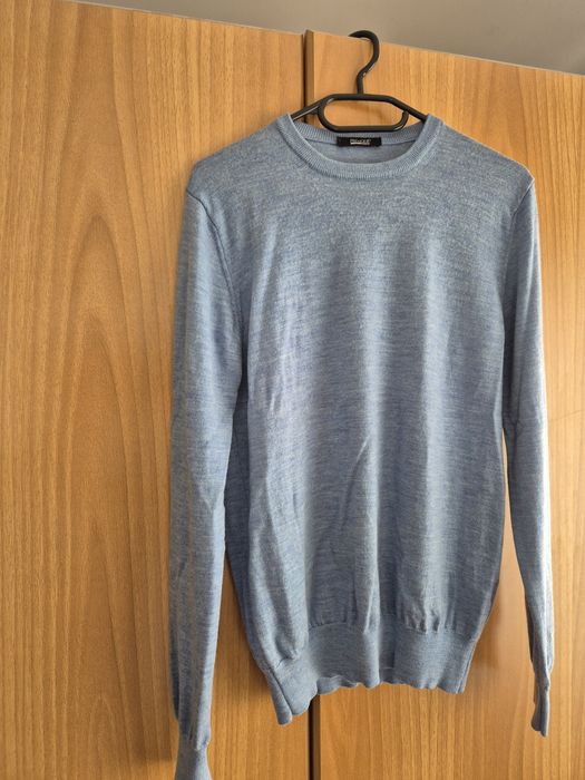 Pulover din lana merino, albastru deschis, pentru barbati, S/M, nou
