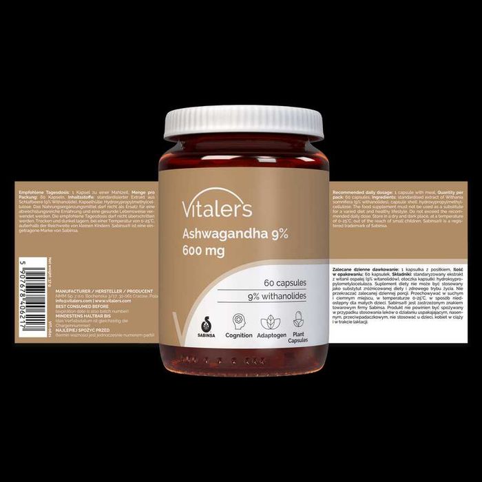 Ашваганда Vitalers | 60 капсул / 9% / 54 мг