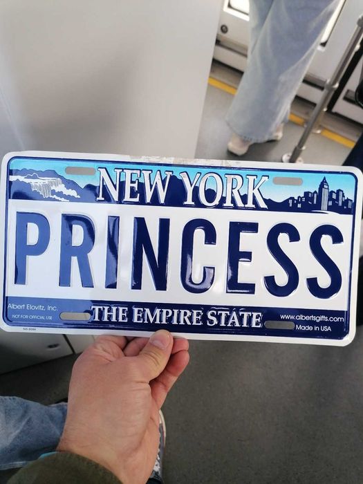 Plăcuță Auto Decorativă SUA "PRINCESS" – Cadou Majorat 18 Ani | Aluminiu Embosat Handmade  Cadoul care o face Regina Șoselelor la 18 ani!