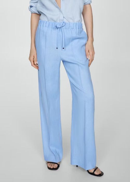 MANGO. 100% лён. Прямые брюки костюмного типа. XXL