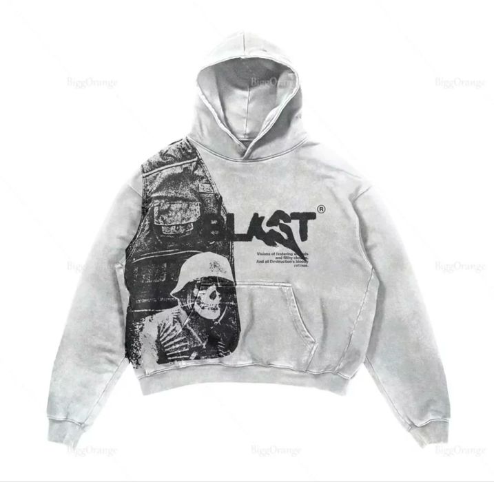 Худи LOST с принтом | Чёрное/серое | Oversize