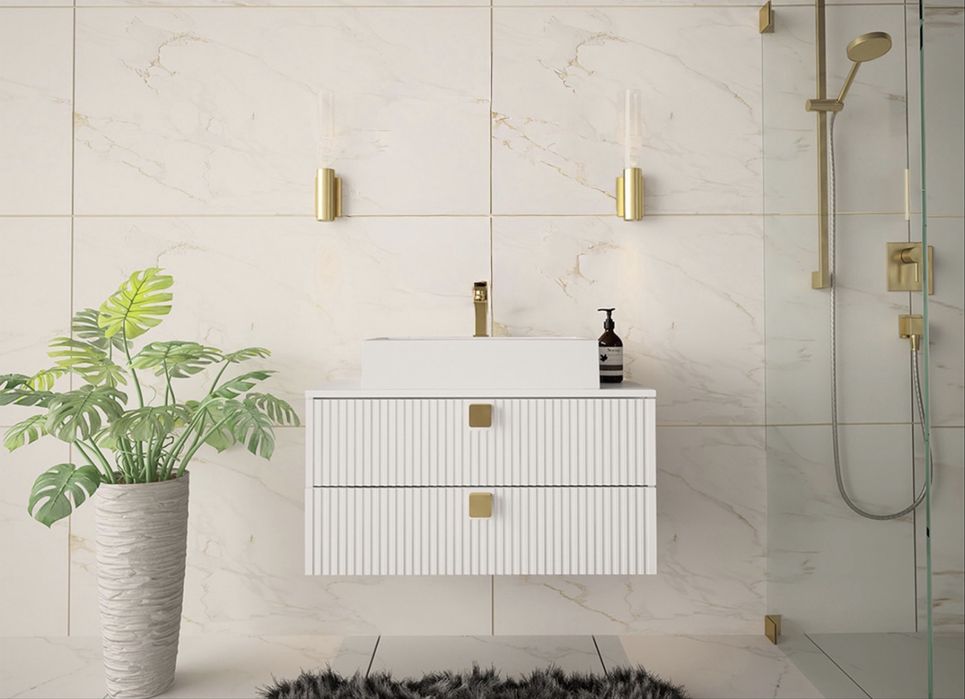 Mobilier nou-nout de baie suspendat cu riflaj