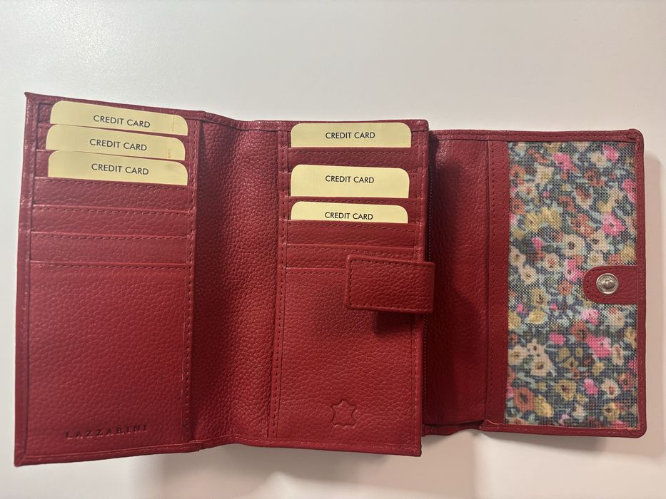 Portofel dama rosu din piele naturala