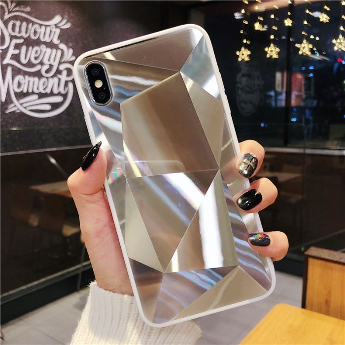 Husa tip oglinda cu model geometric 3D Prism iPhone X , XS, XR, XS Max