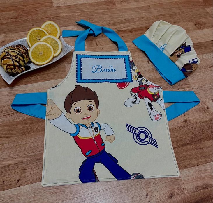 Детски комплект от престилка и шапка за готвене