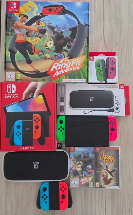Nintendo Switch OLED Pachet Complet 4 Jucători + Ring Fit + It Takes Two