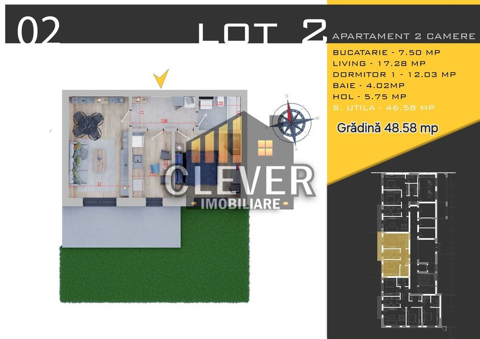 Apartament 2 Camere cu Gradina Proprie si loc de parcare