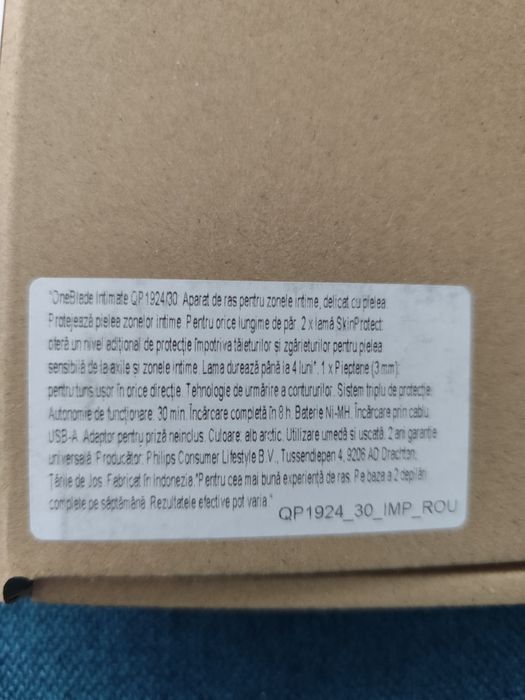 Aparat electric de ras și tuns Philips OneBlade Intimate qp1924/30, + 1 lamă SkinProtect, unisex