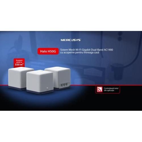 Router Wi-Fi Mesh Mercusys Halo H50G, AC1900, Full Gigabit