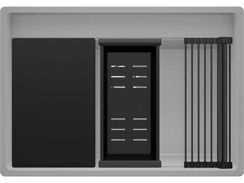 Сива кухненска мивка за вграждане под плот Берген 80 Low 760x530 мм