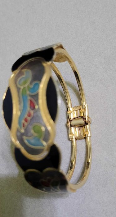 Brățară vintage Cloisonne, Art Nouveau, anii '80