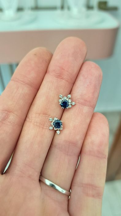 Cercei aur cu diamante si safire