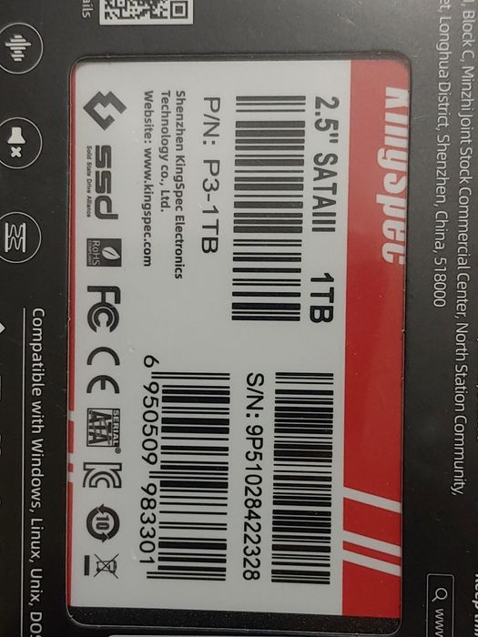 1TB SSD - Samsung, Crucial BX500, King Spec, SanDisk, WD