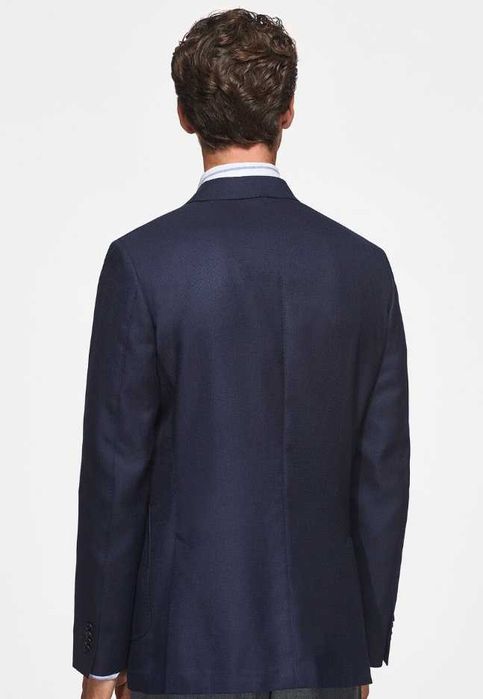 Sacou blazer slim 36 S slim Massimo Dutti NOU lana super 120's albastr
