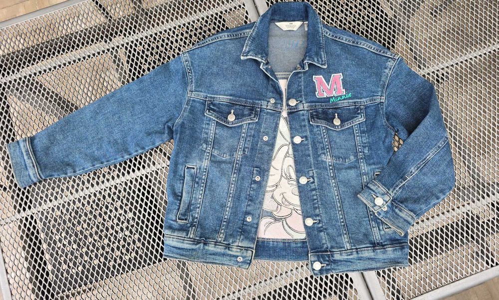 Дънково яке Мини Маус H&M 9-10 години - леко уголемено