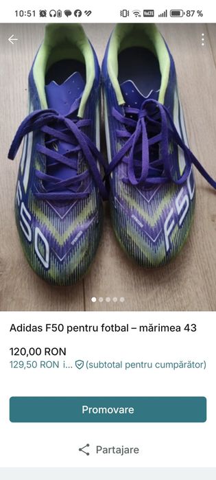 Adidas F50 mărimea 43