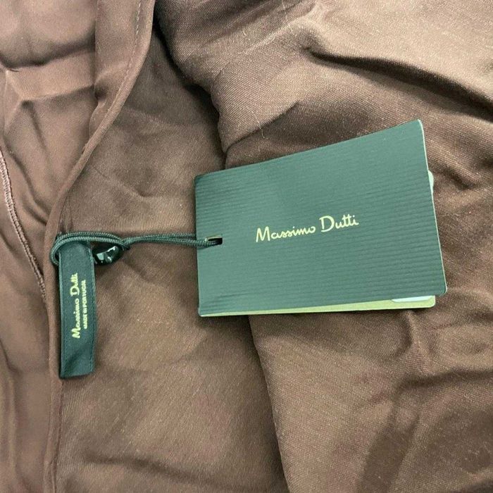 Massimo Dutti rochie nedie burgundy satin volan bretele