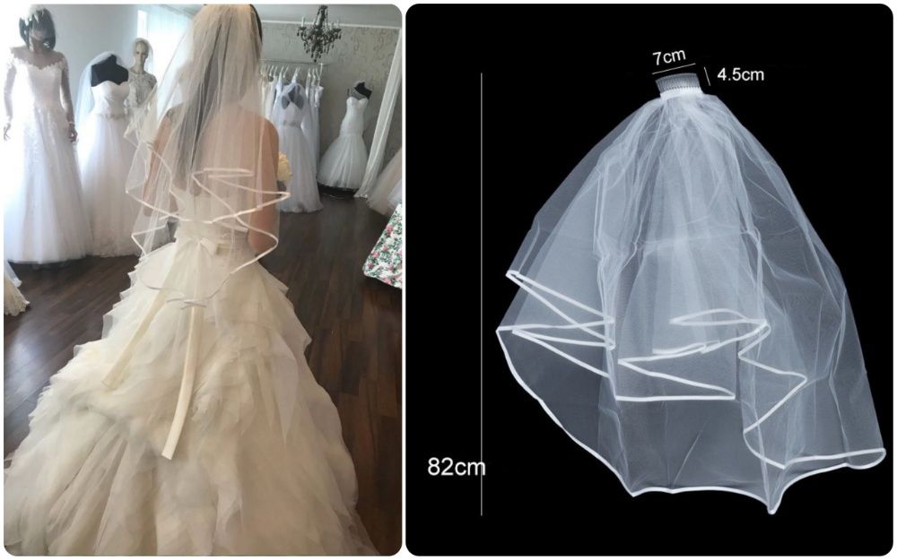 VOAL MIREASA alb cu piaptan 2026 scurt / mediu CALITATE