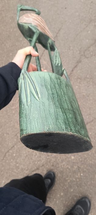 Ръчно изработена дървена градинска фигура щъркел/ чапла