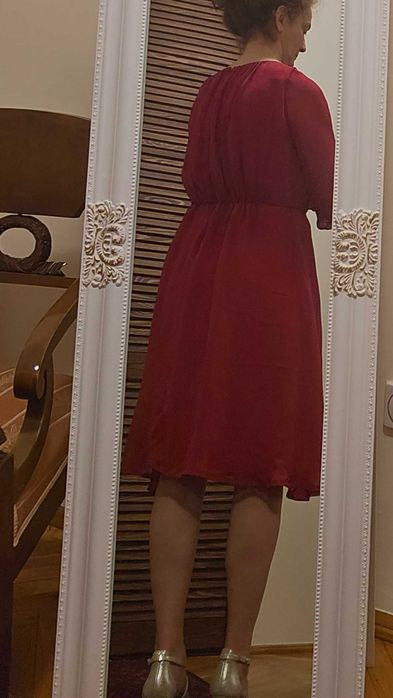 Rochie eleganta dama culoare burgund