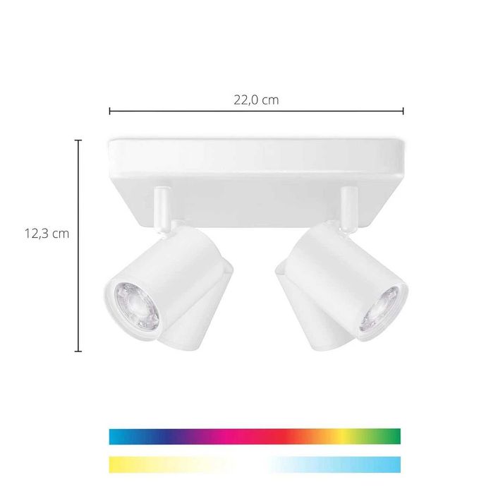Philips WiZ IMAGEO Smart Спот LED лампа за таван с 4 светлини WiFi Черна Бяла Смарт