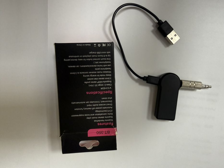 receptor Bluetooth audio, wireless, adaptor jack, hands-free