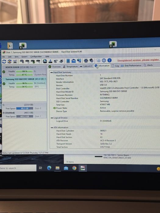 SSD Samsung 860 EVO 500GB - 98%