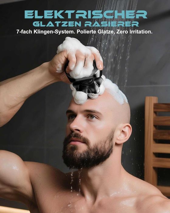 Мъжка самобръсначка Bald Razor 7D, подвижна, водоустойчива, за мокро и сухо бръснене