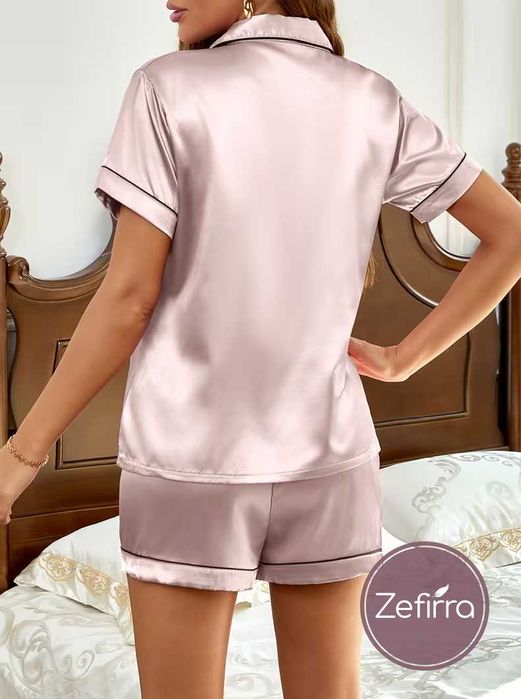 Дамскa сатенена пижамка с къс ръкав Zefirra Lavelle Rose Dust