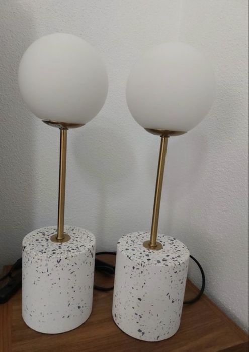 Set veioze globuri sticlă  alba mată aurii noi