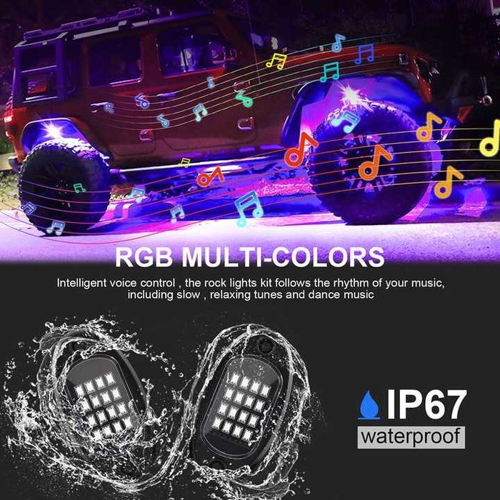 Set iluminare LED RGB sub caroserie, off-road, RGB, NOU, Factura