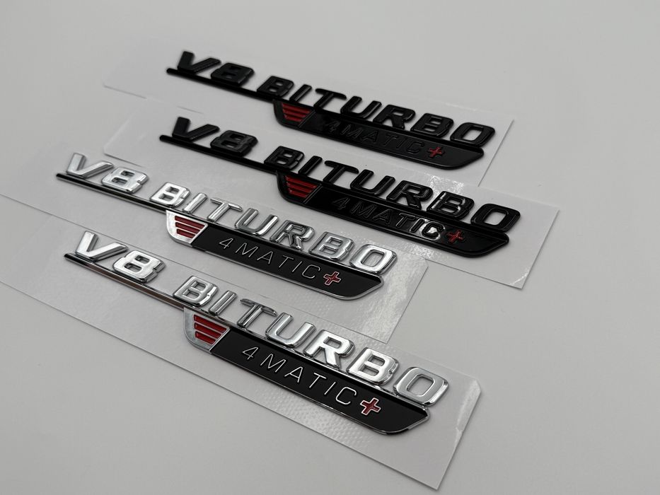 Set Embleme Mercedes V8 biturbo 4Matic+ crom NOU
