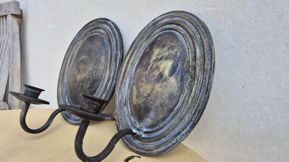 Масивни бронзови свешници 2.86кг.