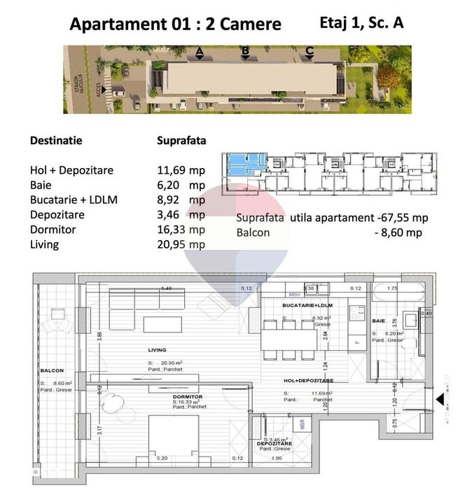 Apartament 2 camere premium, 67,55 mp utili + blacon!