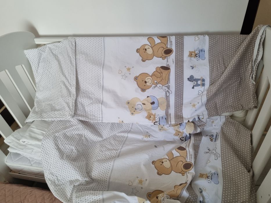 Pătuț bebe din lemn multifunctional Paula+ saltea cocos Mamo-Tato + accesorii