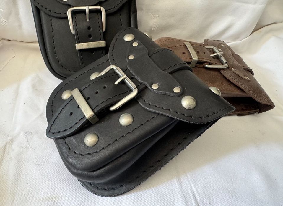 НОВИ допълнителни чанти от естествена кожа за куфар за мотор / чопър