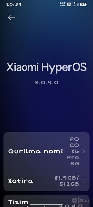 Pocco x 6 pro 5g garantiyasi bilan