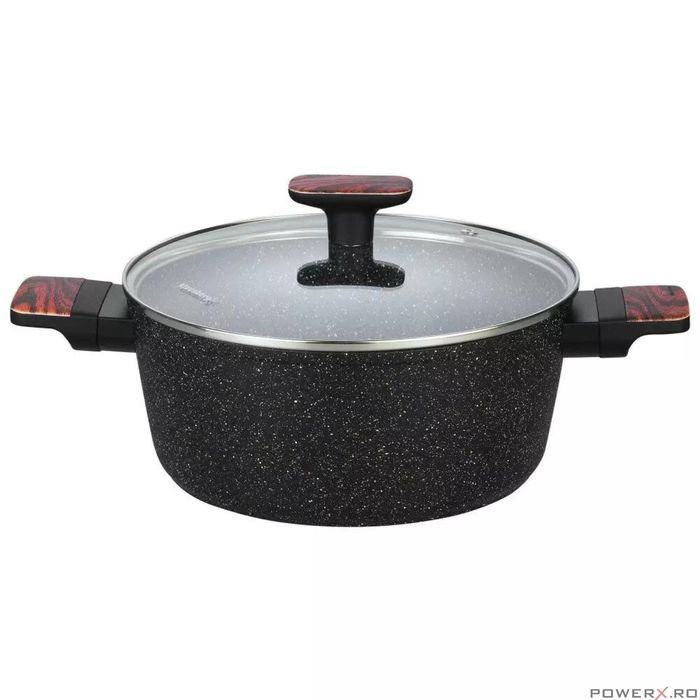 Set oale si tigai, 12 bucati, acoperit antiaderent, negru cu manere