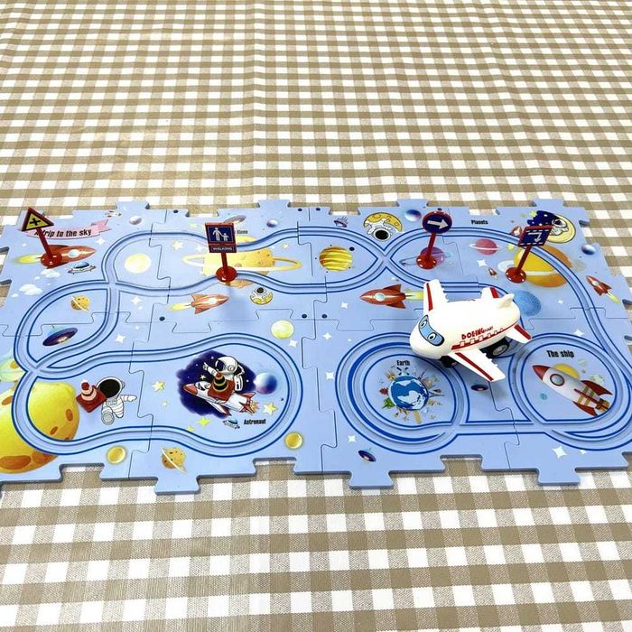 Puzzle circuit educativ pentru copii constructie 15 piese si accesorii
