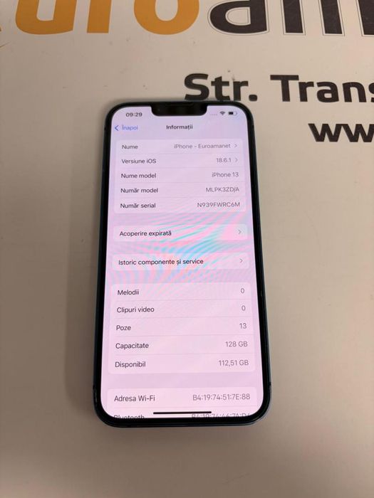 Telefon iPhone 13, 128GB, 5G, Blue bat.75% -T-