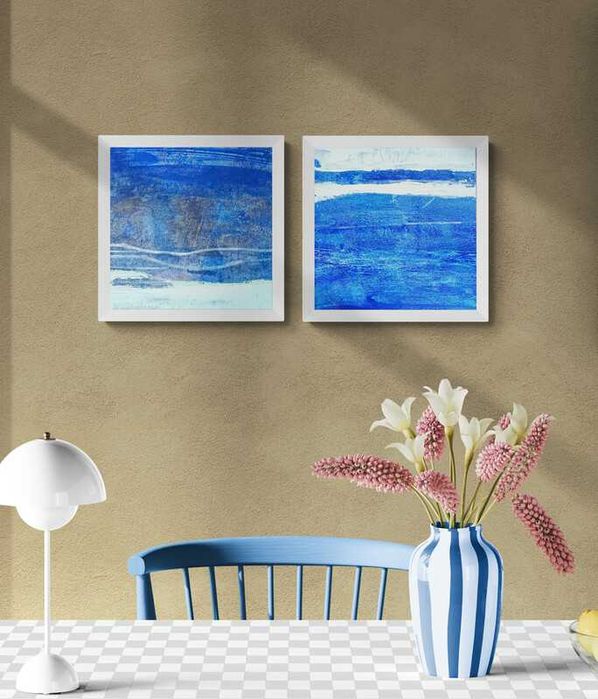 Set 2 tablouri abstracte în acrilic 30x30 cm