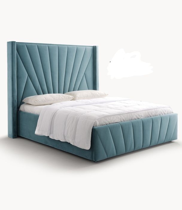 Pat matrimonial 180/200m turcoaz din catifea