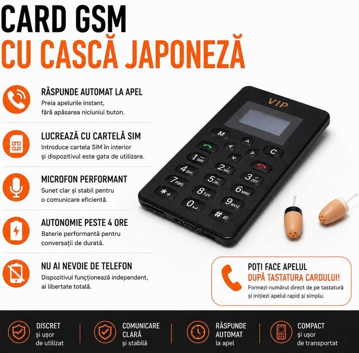 Casca de Copiat + CARD GSM cu raspuns automat Comunicare discreta si eficienta Casti de Copiat