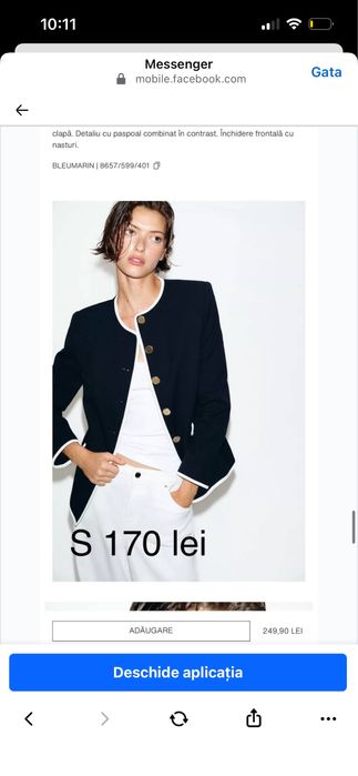Sacou zara nou cu nasturi metalici