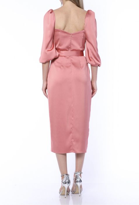 Rochie midi TGH peach pentru evenimente atât pentru zi cât și seara