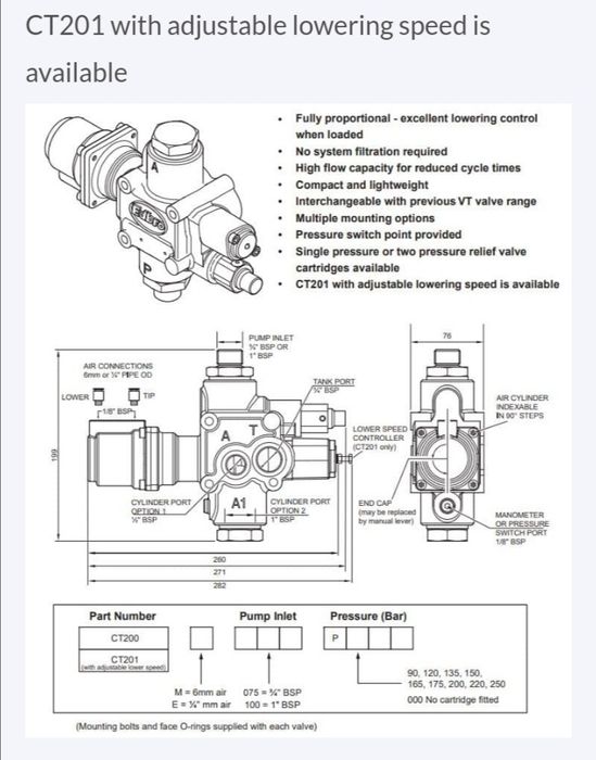 Distribuitor basculare hidraulic pneumatic 8x4 / ansamblu