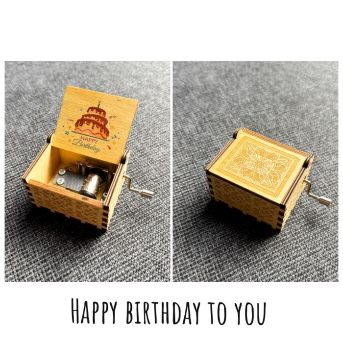 Cutie muzicala din lemn - Happy birthday