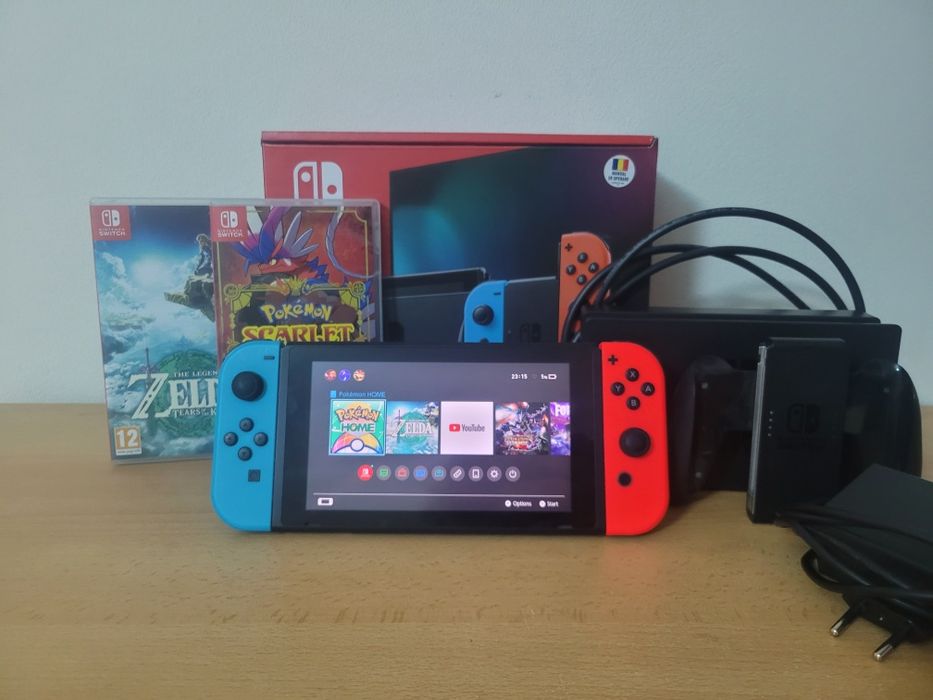 Nintendo Switch V2 + Zelda Tears of the Kingdom + Pokémon Scarlet (DLC inclus)